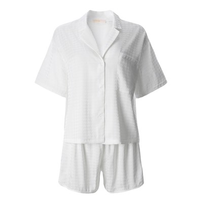 Пижама женская (рубашка, шорты) KAFTAN Silk, размер 44-46, белая