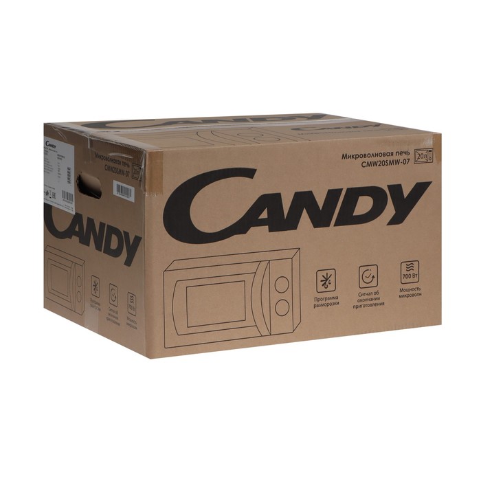 Микроволновая печь Candy CMW20SMW-07, 700 Вт, 20 л, 5 режимов, белая - фото 51341454