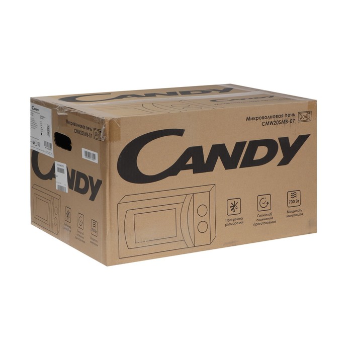 Микроволновая печь Candy CMW20SMB-07, 700 Вт, 20 л, 5 режимов, чёрная - фото 51341460