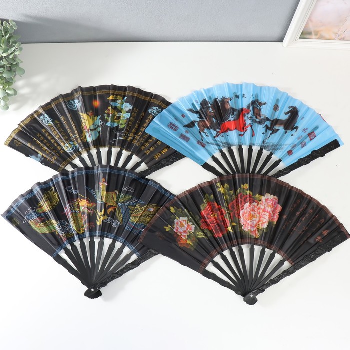 Веер складной h=30 см «Китайская мифология», МИКС - Фото 1