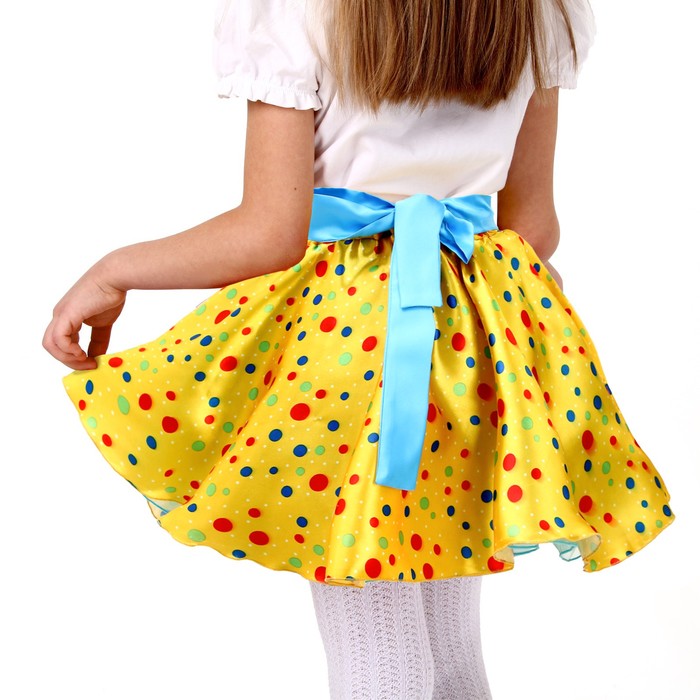 Карнавальный набор «Стиляги 7», юбка жёлтая в мелкий цветной горох, пояс, повязка, рост 110-116 см - фото 1907761400