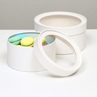 Набор 2 в 1 круглых коробок «Белая» с окном, 21×11 - 18×10 см - Фото 2