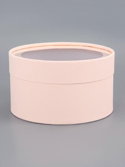 Подарочная коробка круглая «Розовый персик» завальцованная с окном, 18×10 см