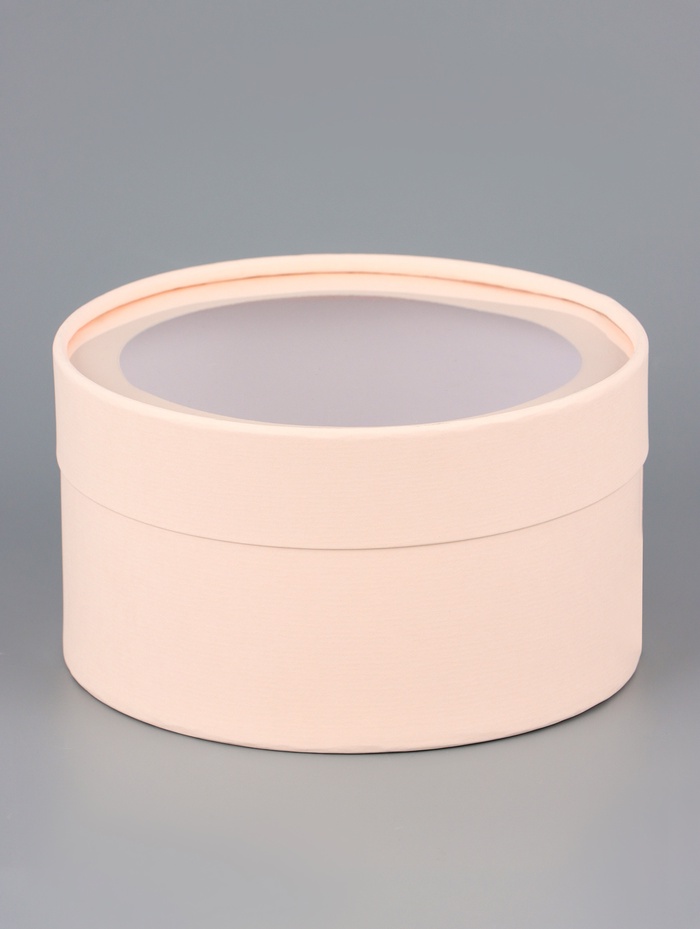 Подарочная коробка круглая «Розовый персик» завальцованная с окном, 18×10 см - Фото 1