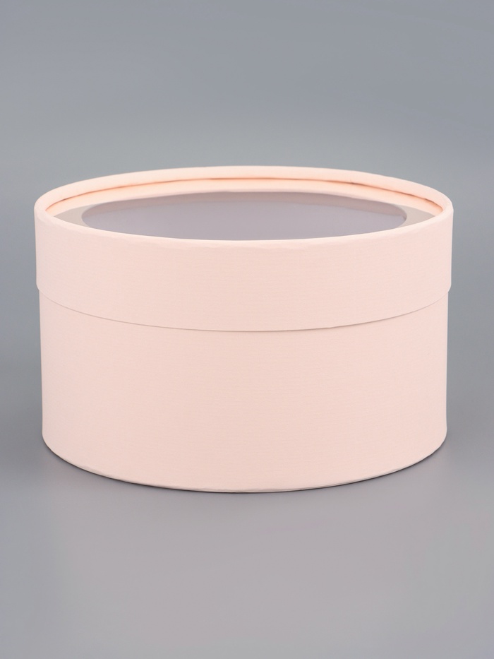 Подарочная коробка круглая «Розовый персик» завальцованная с окном, 18×10 см - Фото 1