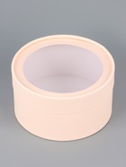 Подарочная коробка круглая «Розовый персик» завальцованная с окном, 18×10 см - Фото 2