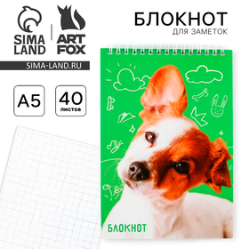 Блокнот «Собака» , формат А5, 40 листов, картонная обложка мягкая