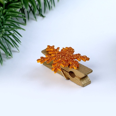 Прищепки декоративные новогодние «Снежинки» золотые, 6 шт.