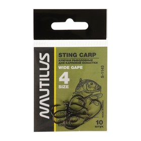 Крючок Nautilus Sting Carp Wide gape S-1143, цвет BN, № 4, 10 шт. 9808833