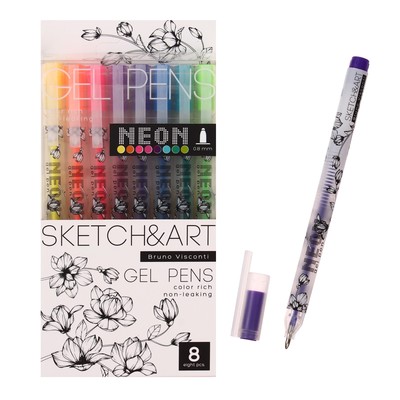 Набор гелевых ручек 8 цветов SKETCH&ART Uni Write.NEON, 0,8 мм