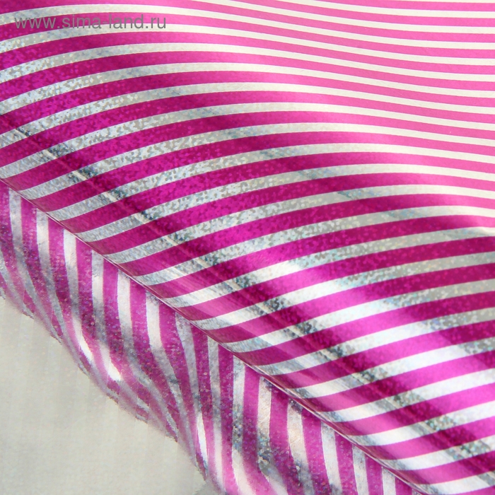 Бумага голографическая "Полоска", цвет розовый - Фото 1