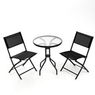 Набор садовой мебели: Стол круглый и 2 складных стула черного цвета - фото 10659688