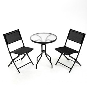 Набор садовой мебели: Стол круглый и 2 складных стула черного цвета