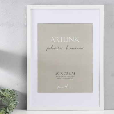 Фоторамка для фото 50×70 см Ellis, МДФ, с паспарту, белый, (пластиковый экран)