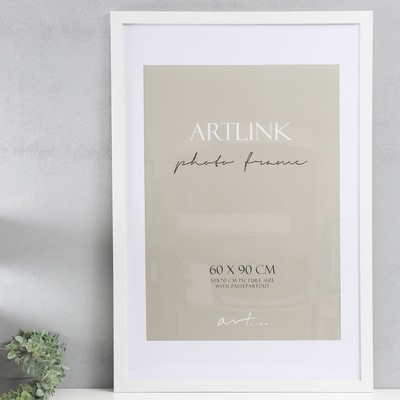 Фоторамка для фото 60×90 см Ellis, МДФ, с паспарту, белый, (пластиковый экран)