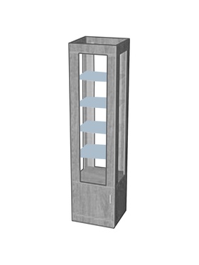 Витрина К 500Д, 500×450×2000, ЛДСП, стекло, серая