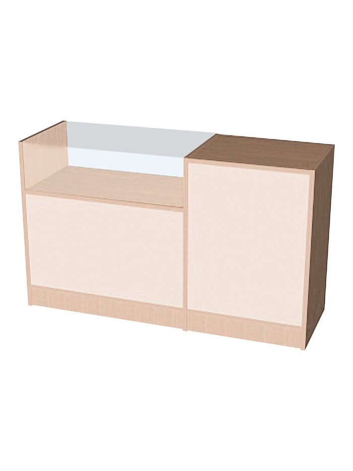 Прилавок П 2, 1500×500×900 мм, ЛДСП, стекло, цвет дуб сонома