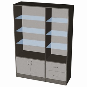 Шкаф ШП 2, 1500×500×2000, ЛДСП, стекло, цвет венге