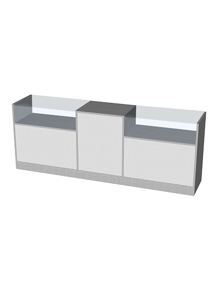 Прилавок П 4, 2300×500×900 мм, ЛДСП, стекло, серый