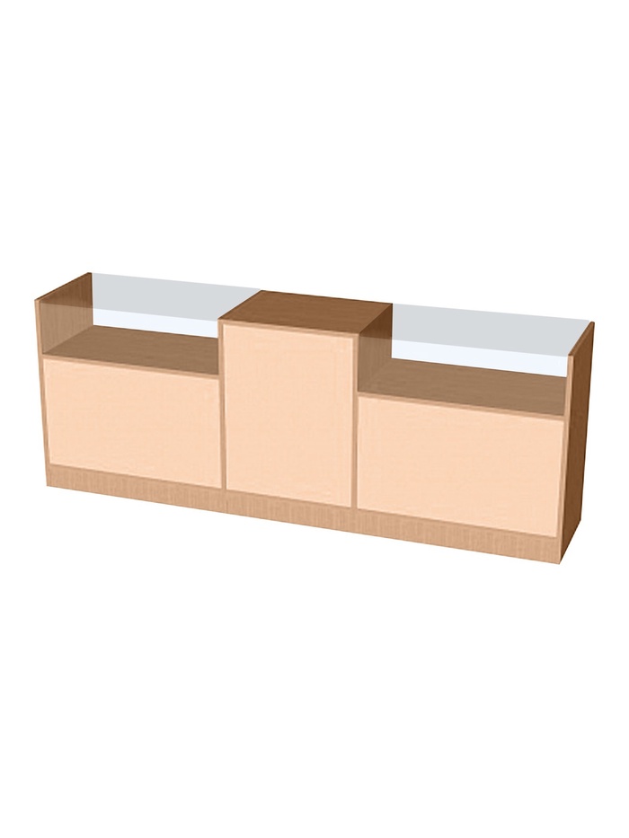 Прилавок П 4, 2300×500×900 мм, ЛДСП, стекло, цвет дуб сонома