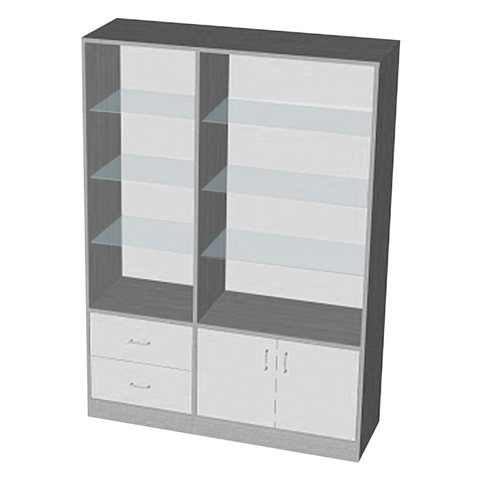Шкаф ШП 5, 1500*500*2000, ЛДСП, стекло, цвет серый