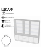 Шкаф «ШП 6», 2300×500×2000 мм, ЛДСП, стекло, белый - Фото 1