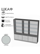 Шкаф ШП 6, 2300×500×2000, ЛДСП, стекло, серый - Фото 3