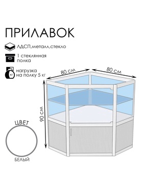 {{photo.Alt || photo.Description || 'Прилавок угловой «У5п дв», 80×80×90 см, ЛДСП, стекло, белый'}}
