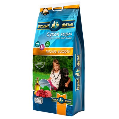 Сухой корм «Верные друзья» для собак всех пород, мясное ассорти, 15 кг