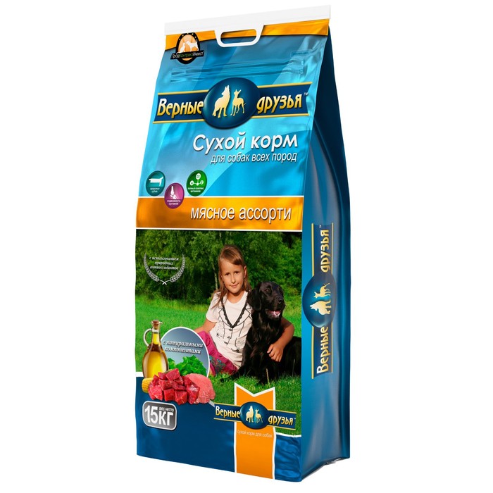 Сухой корм «Верные друзья» для собак всех пород, мясное ассорти, 15 кг - Фото 1