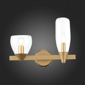 

Светильник настенный E14, 2x40W, 42x29 см, цвет золотистый, прозрачный