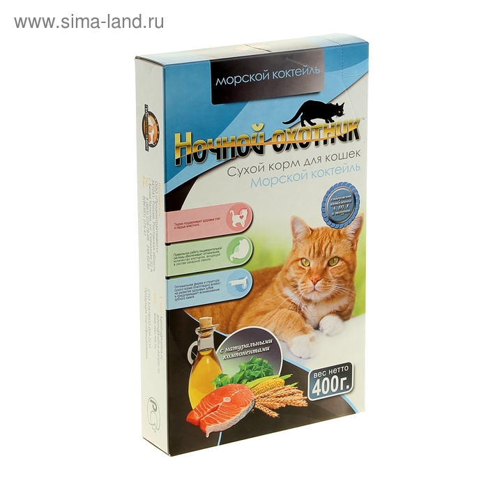 Сухой корм "Ночной охотник" Премиум для кошек, морской коктейль, 400 гр - Фото 1