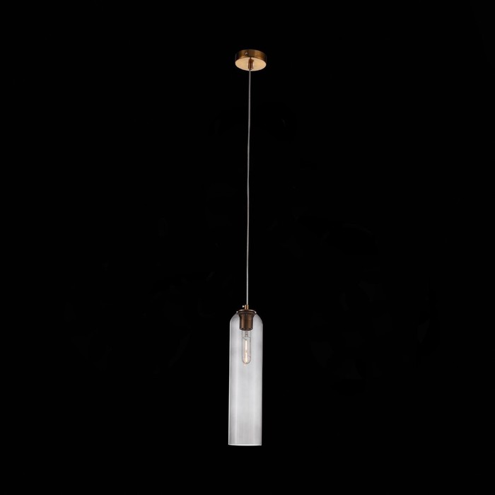 Светильник подвесной E27, 1x60W, 50x10 см, цвет латунь, дымчатый