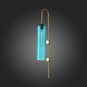 

Светильник настенный E27, 1x60W, 10x78 см, цвет латунь, голубой