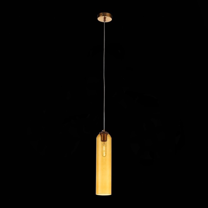 Светильник подвесной E27, 1x60W, 50x10 см, цвет латунь, янтарный