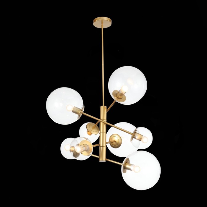 Светильник подвесной E27, 8x40W, 65 см, цвет матовое золото, прозрачный