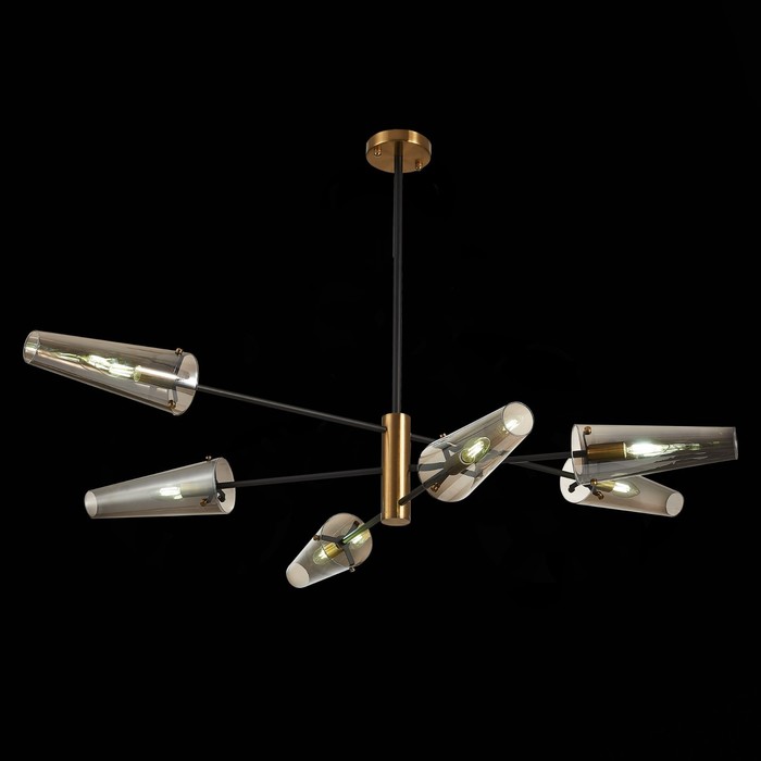 Светильник потолочный E14, 6x40W, 75,1x132 см, цвет бронза, чёрный, дымчатый