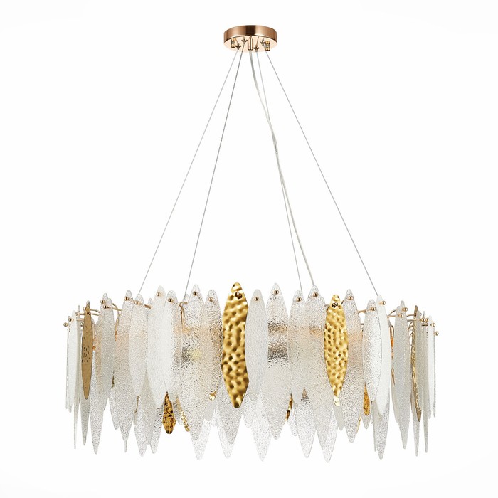 Люстра подвесная St Luce. SL1224.203.10. Lastra. 10х60 Вт, E14, 80х80х30 см, цвет золотистый - Фото 1