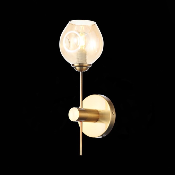 Светильник настенный E14, 1x40W, 12x37 см, цвет золотистый, янтарный