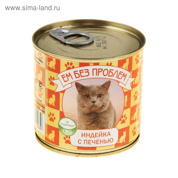 Влажный корм "Ем без проблем" для кошек, индейка с печенью, ж/б 250 г - Фото 1