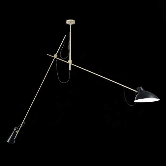 Светильник подвесной E27, 2x60W, 25,6x190x180 см, цвет чёрный+золото, чёрный