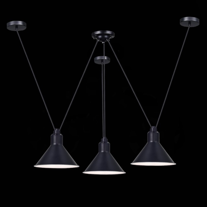 Светильник подвесной E14, 3x60W, 17x58 см, цвет чёрный