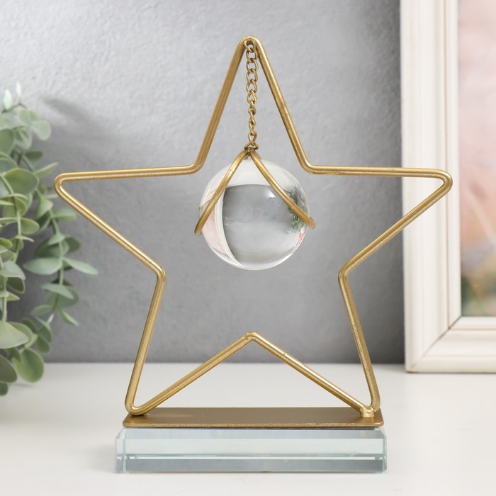 Сувенир интерьерный металл, стекло "Капля в звезде" золото 19,5х18х5,2 см - Фото 1