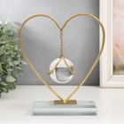 Сувенир интерьерный металл, стекло "Капля в сердце" золото 16х5х19 см - фото 10660406