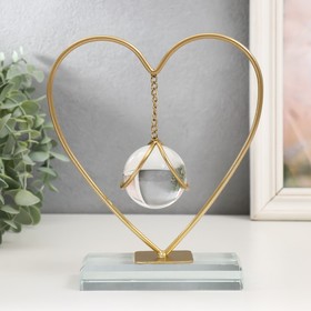Сувенир интерьерный металл, стекло "Капля в сердце" золото 16х5х19 см