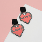 Серьги акриловые ONE LOVE, цвет чёрно-розовый в серебре - Фото 3