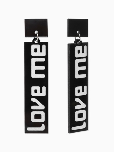 Серьги акриловые LOVE ME прямоугольные, цвет чёрно-белый