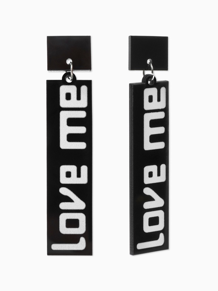 Серьги акриловые LOVE ME прямоугольные, цвет чёрно-белый - Фото 1