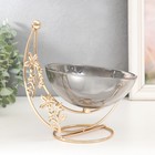 Сувенир металл, стекло подставка "Чаша на цветочном месяце" d-15 см золото 21,5х10х2 см - фото 6990865