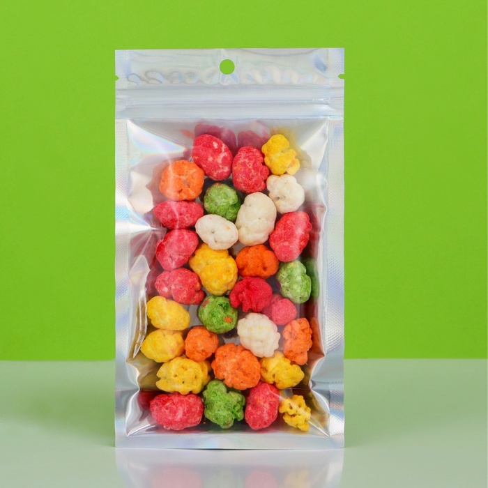 Пакет Zip-lock ПЭТ, иридисцентный, со сплошным окном, плоский, еврослот 9×16 см - Фото 1